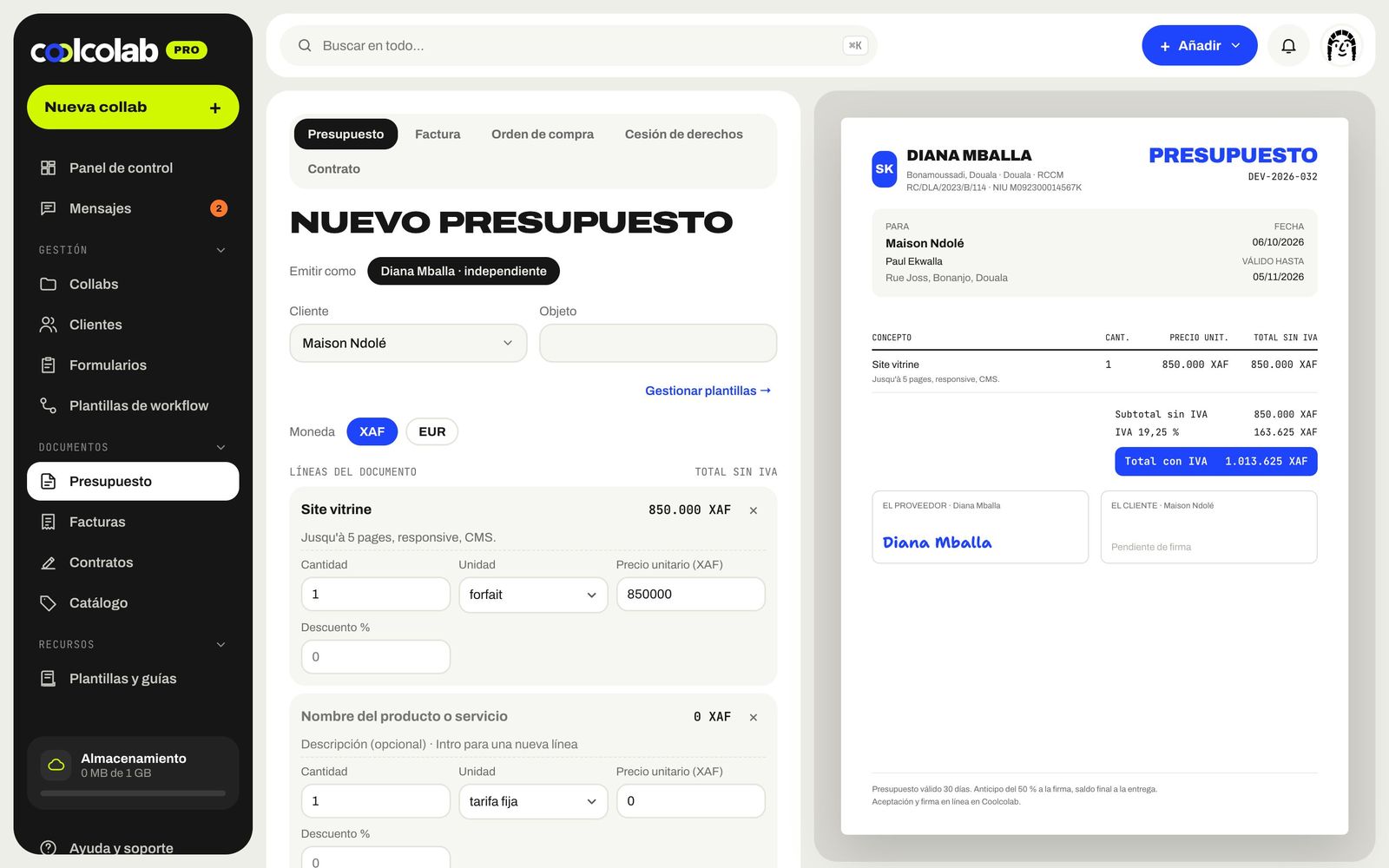 Editor de presupuestos